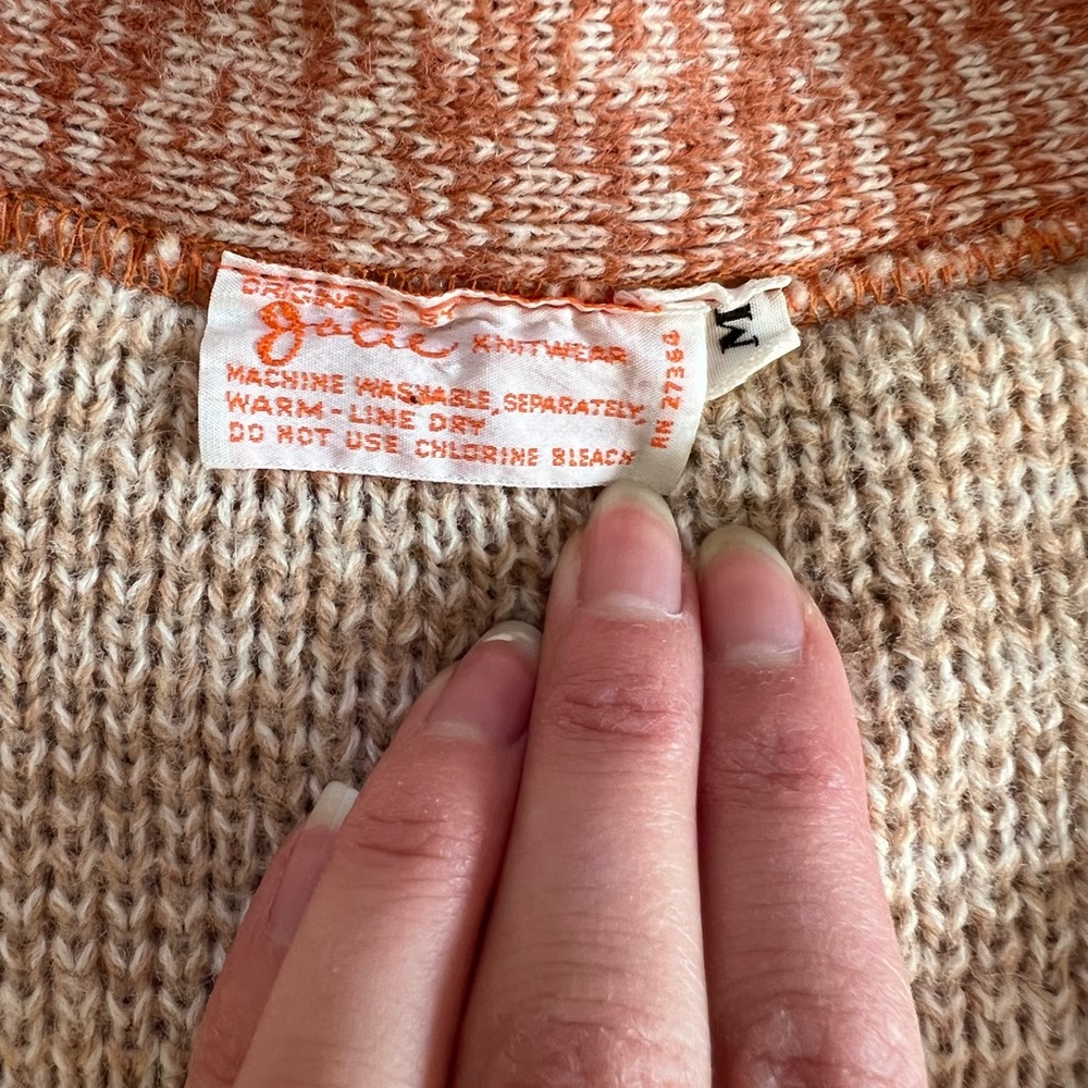 Vintage 70s Neutral Wide Sleeve Open Knit Cardigan - image 8